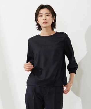 J.PRESS LADIES S 【セットアップ対応・洗える・UVケア・速乾】OXIJEWELストレッチ ブラウス ネイビー系