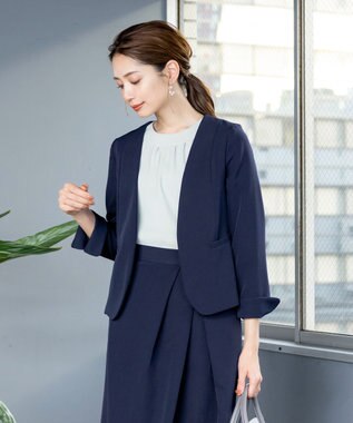 Tiaclasse L 【ダブルクロス・洗える】カラーレスジャケット ネイビー