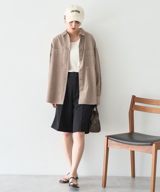 AMERICAN HOLIC Ｗポケットコーデュロイシャツ Gray Beige