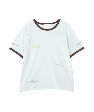 AMERICAN HOLIC ランダムロゴ刺繍リンガーTシャツ Mint