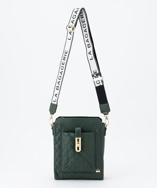 LA BAGAGERIE シープキルトWストラップスクエアショルダー グリーン