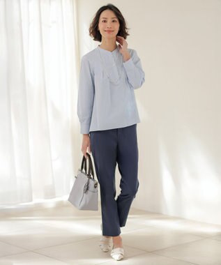 J.PRESS LADIES 【WEB限定カラーあり】コンパクトエステネージュ スキッパー ブラウス 【WEB限定】サックスストライプ系2