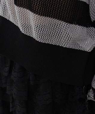 WEGO 刺繍ロゴメッシュニットパーカー グレーボーダー