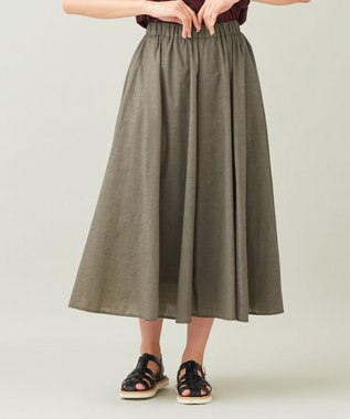 ANY 【ウエストゴム】シャンブレーライク スカート カーキ