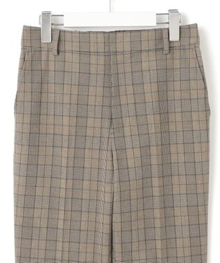 23区 【洗える】ドライ2WAYストレッチ チェック テーパード パンツ ブラウンチェック