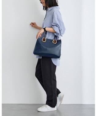 MioFIRANO ホースシューエナメルハンドバッグ 2WAY　FIRANO フィラノ NAVY