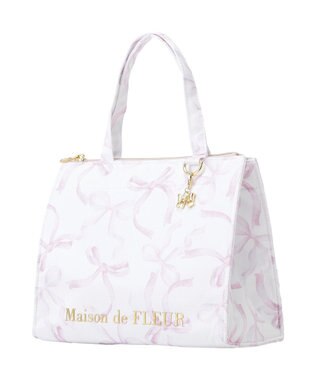 Maison de FLEUR 【保冷機能付き】リボン柄保冷バッグ Pink