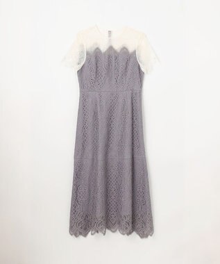 GRACE CONTINENTAL レース切替フレアドレス グレー