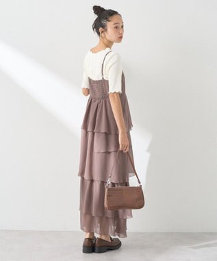 earth music&ecology アシンメトリーティアードワンピース Mocha