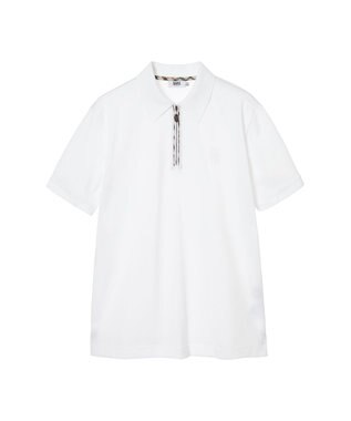 DAKS フロントジップ ハウスチェックパイピング ポロシャツ スノーホワイト