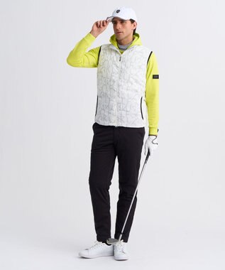 23区GOLF 【MEN】ストレッチ裏フリースフーディー 黄緑系