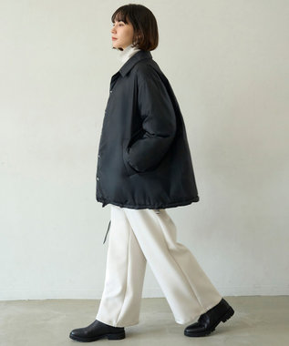 UNFILO L 【自宅で洗濯OK / ファー襟取り外し可能】TAIONコラボ ボア襟 リバーシブルダウン ブラック