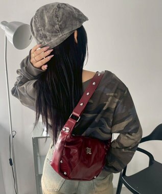 WEGO メタルパーツハーフムーンバッグ ワイン