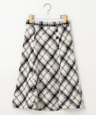 ANY SIS S 【低身長企画】ツイードチェックフレア スカート アイボリー系