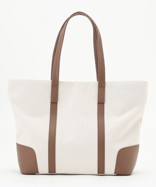 JOSEPH ABBOUD 【軽量/バッグINバッグ付き】ヘリンボンキャンバス トートバッグ アイボリー系