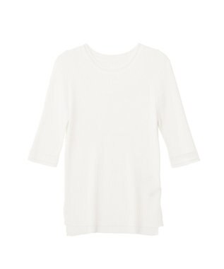YECCA VECCA シアーMIX5分袖ニット Off White