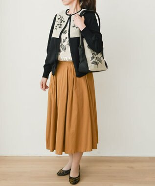 muuc 〈高品質スーピマ超長綿100%〉ヒルガオ刺繍 コットンカーディガン ブラック