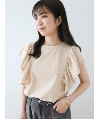 Green Parks ・ＳＵＧＡＲ　ＳＰＯＯＮ＜ＣＯＯＬ＞ラッフルスリーブＴＥＥ Beige