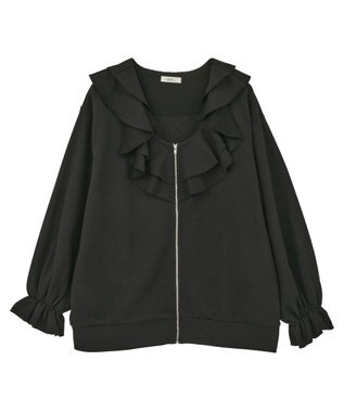 earth music&ecology 【裏毛】フリルカラーＺｉｐウラケブルゾン Black