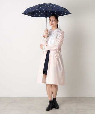 MOONBAT 【UVカット/コンパクト】ポール & ジョー (PAUL & JOE ACCESSOIRES) 折りたたみ雨傘 ドットヌネット ネイビーブルー