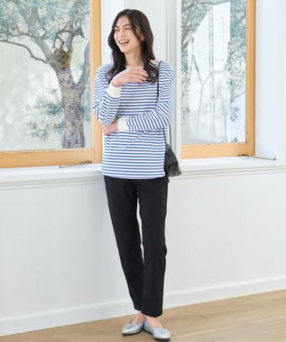 ANY テールＴシャツ オフ×ブルーボーダー