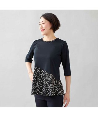 Chacott プリントコンビTシャツ ブラック