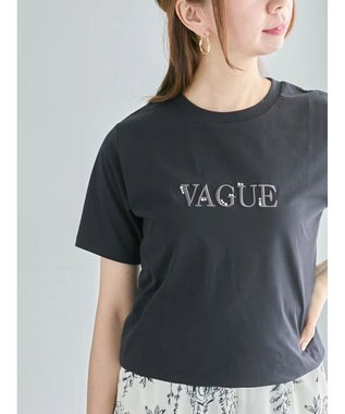 Te chichi パール&刺繍ロゴスタンダードTシャツ ブラック