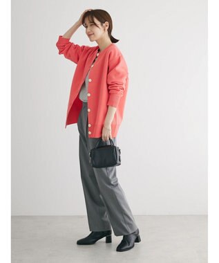 Green Parks かるい クルーネックカーディガン Salmon Pink