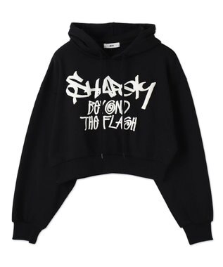 WEGO ハンドライティングショートパーカー ブラック