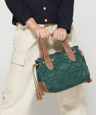 LA BAGAGERIE グリッドキルティングトート ダークグリーン