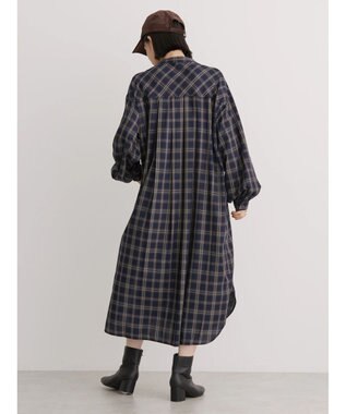 AMERICAN HOLIC イージーケアＷポケットシャツワンピース Check Navy