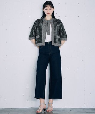 自由区 【カトリエムブーケ】Lame tweed ボウタイディテールジャケット グレー系