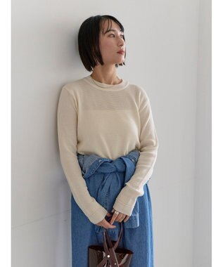 Te chichi チャーム付きワッフルニットプルオーバー オフホワイト