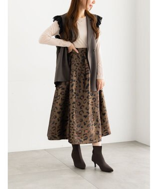 Te chichi レオパードジャガードフレアスカート《2025Autumn catalog vol.2 item》 ブラウン