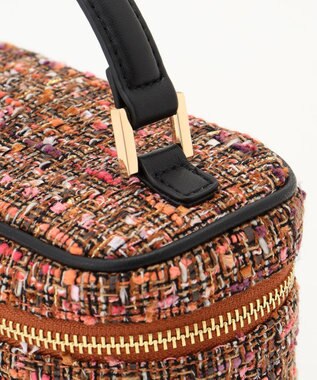 自由区 ラメノットファンシーツイードヴァニティ バッグ オレンジ系