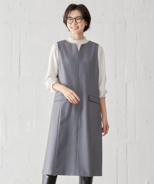 J.PRESS LADIES LANTECシャークスキン ジャンパースカート ライトグレー系