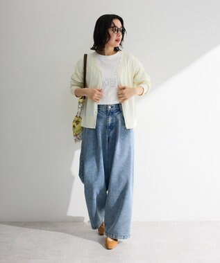 Green Parks レースドッキングニットカーディガン Ecru