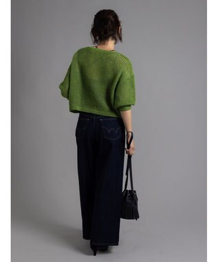 Te chichi スパンコールメッシュハーフスリーブニット《2025Autumn catalog item》 グリーン