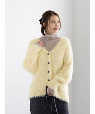 Te chichi シャギーVネックカーディガン イエロー