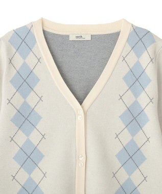 earth music&ecology アーガイルニットカーディガン Ivory
