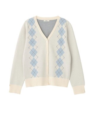 earth music&ecology アーガイルニットカーディガン Ivory