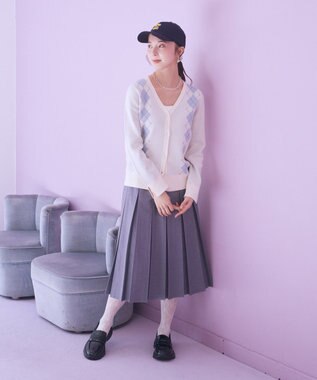 earth music&ecology アーガイルニットカーディガン Ivory