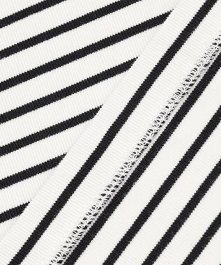 UNFILO L ハイツイストスムース バックZIP ボーダートップス オフ×ブラック