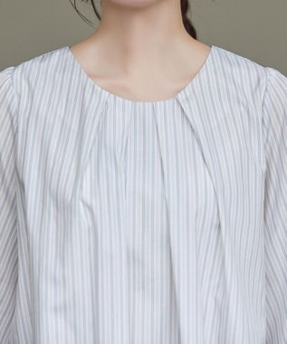 Tiaclasse L ストライプリボンレイヤードブラウス オフストライプ