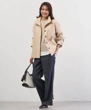 J.PRESS LADIES L セルロースシャンブレー セミワイド パンツ ネイビー系