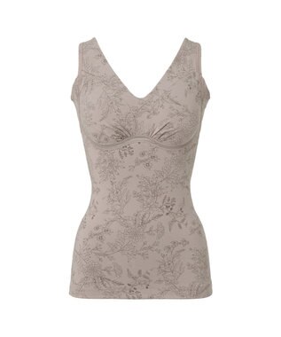 BRADELIS New York 【Yukine inc. 】ゆきねえ365綿混モアらくフルカップブラキャミ23 補正下着 締め付けすぎない快適シェイパー フラワーモカグレー