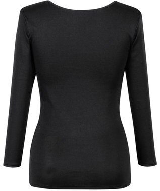 Wing あったかインナー 綿100％(肌側) 軽い シルクプロテイン加工 8分袖 長袖 秋 冬 EL2850 ウイング／ワコール ブラック