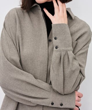 uncrave ウォッシャブルウールライクツイル ドルマンシャツ シャンブレーチャコール