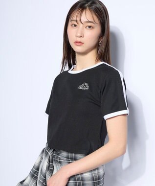 OP／FILA 【Kappa】ワンポイント 半袖リンガーTシャツ ブラック