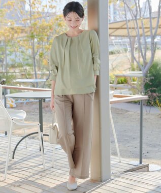 Tiaclasse 【おのののかさん着用】冷凛(ひやりん)カノコカットソーピンタックパンツ ベージュ